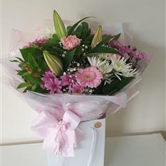 Pink and white handtied