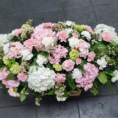 Pink and white luxury casket spray